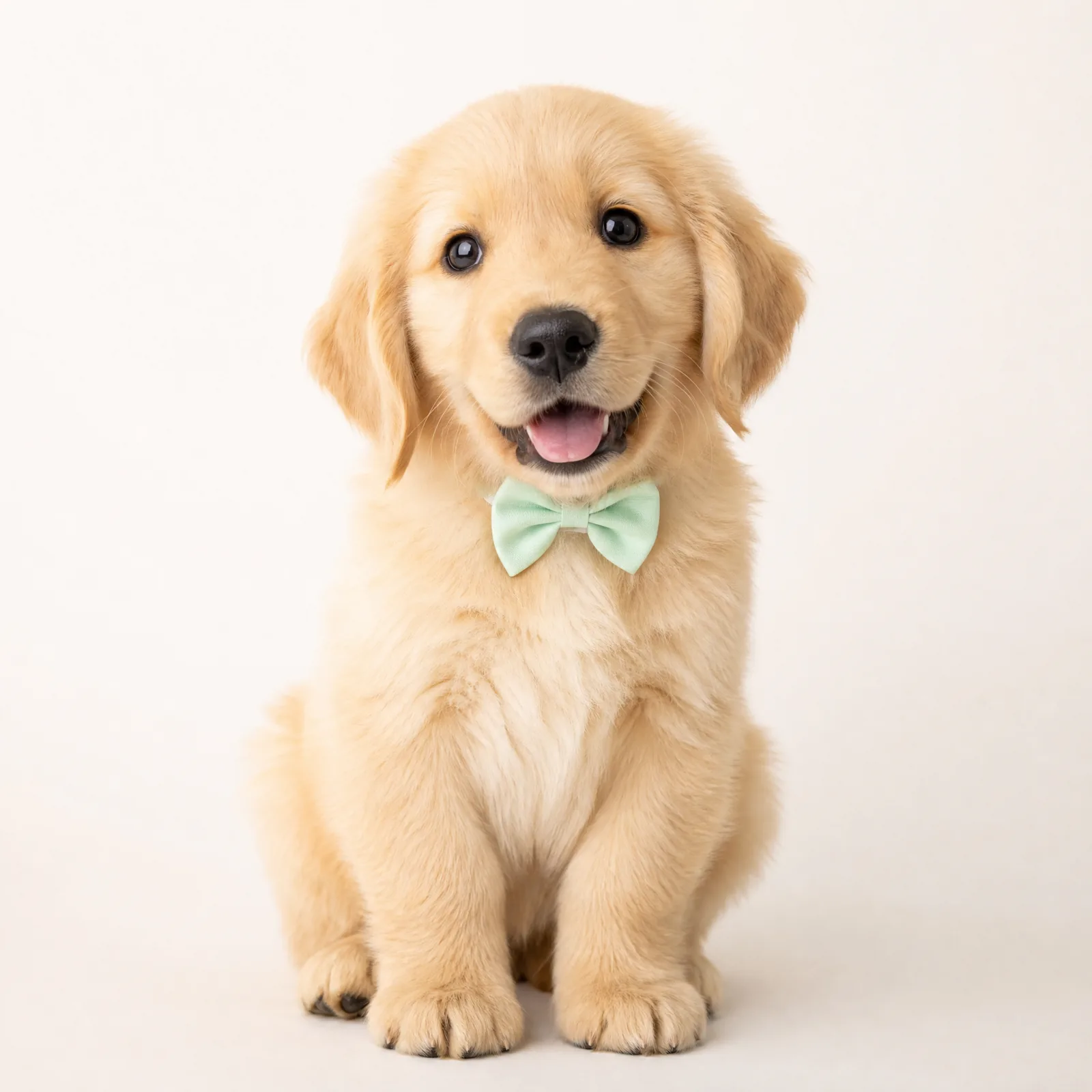 佩戴薄荷绿领结的金毛汪星人才艺之星头像